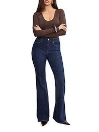 Good Legs Dark Wash High-Rise Flared Jeans