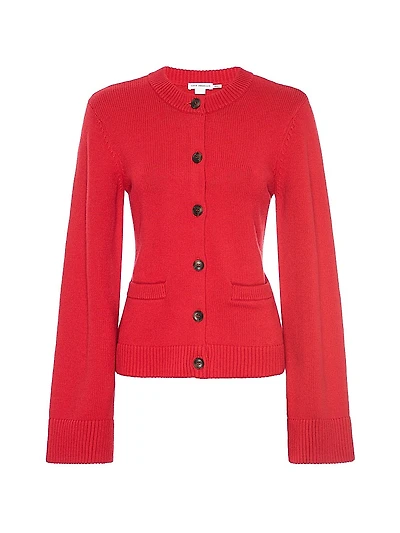 Slouchy Button-Front Knit Cardigan