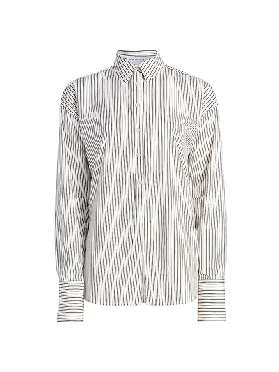 Striped Poplin Tie Back Shirt