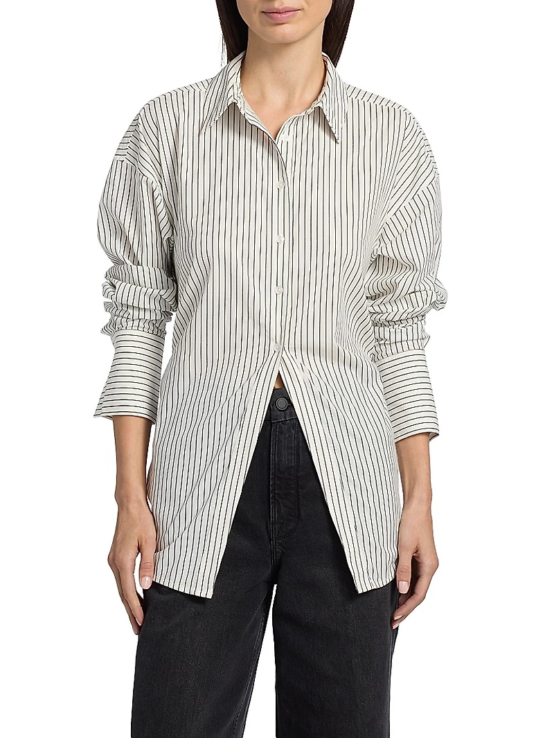 Striped Poplin Tie Back Shirt