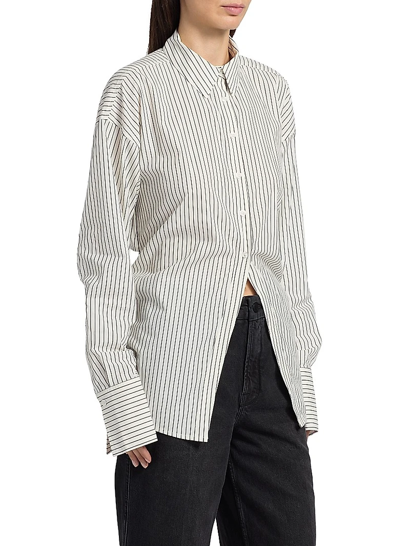 Striped Poplin Tie Back Shirt