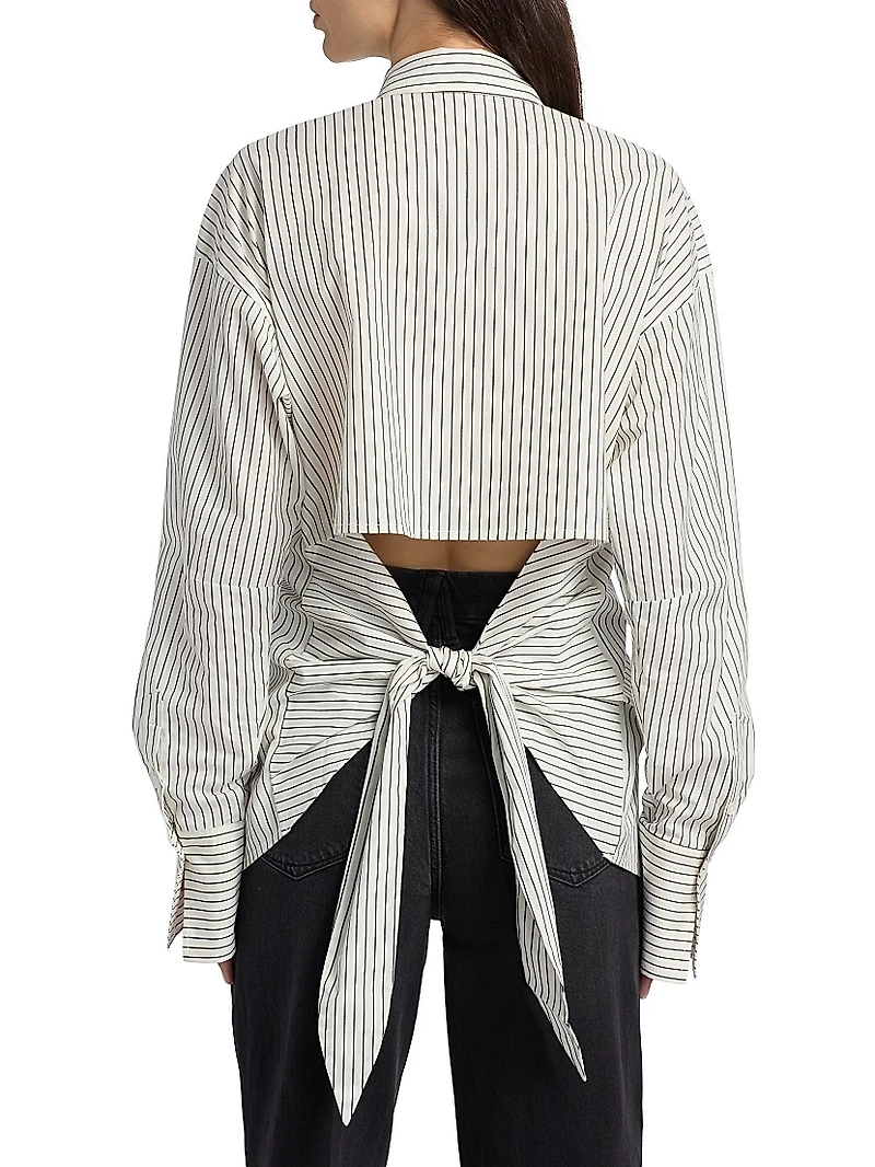 Striped Poplin Tie Back Shirt
