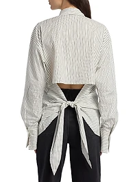 Striped Poplin Tie Back Shirt