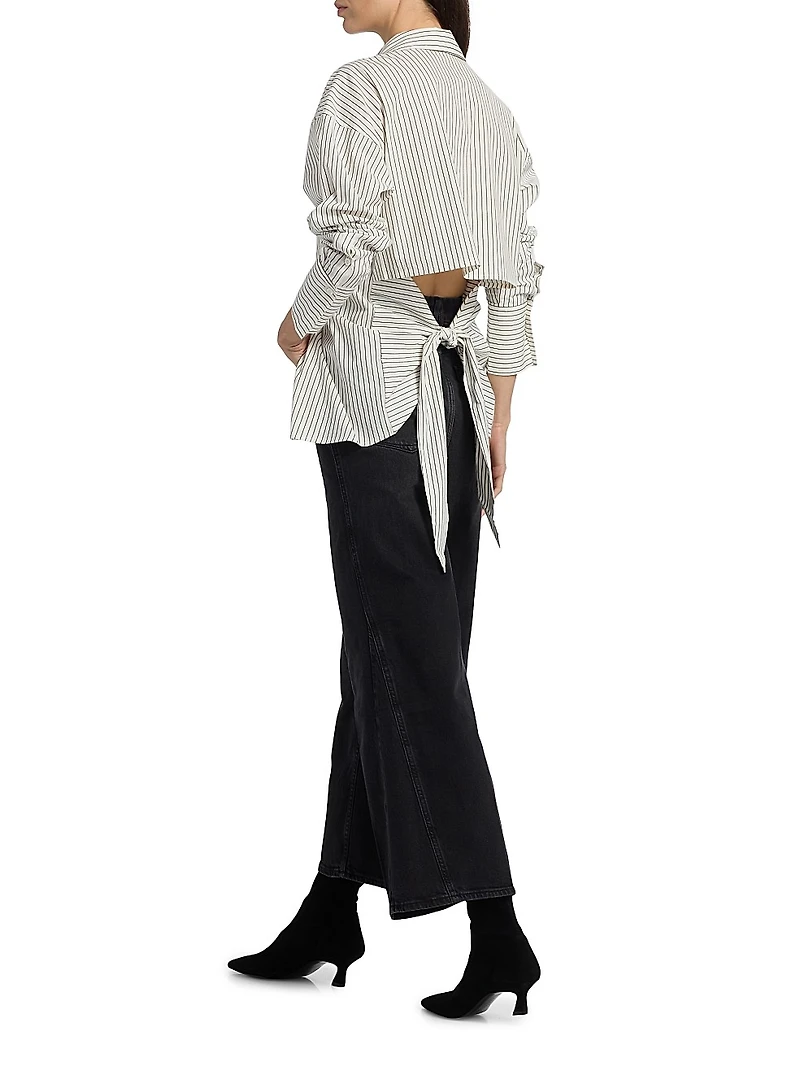 Striped Poplin Tie Back Shirt