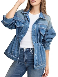 Barrel-Sleeve Denim Jacket