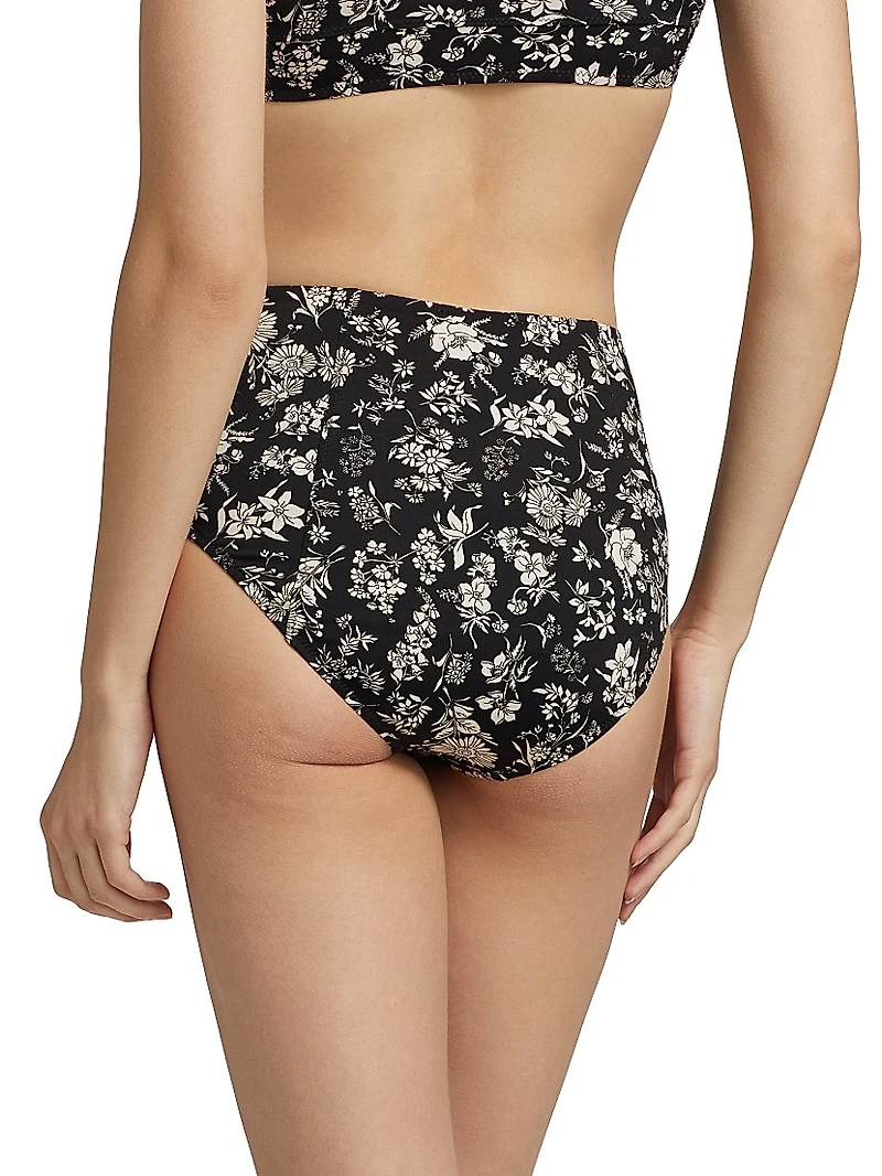 Zahara Floral High-Waist Bikini Bottom