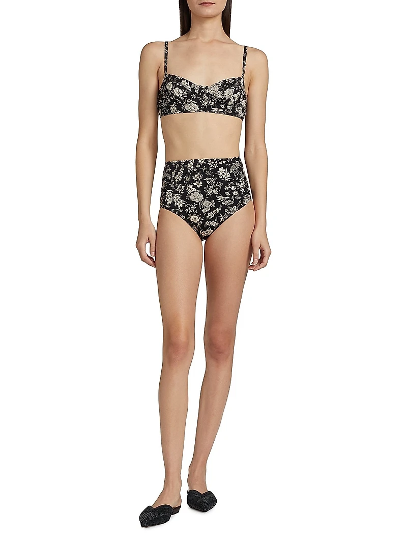 Zahara Floral High-Waist Bikini Bottom