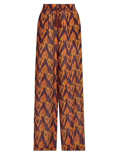 Azra Printed Cotton Wide-Leg Cover-Up Pants