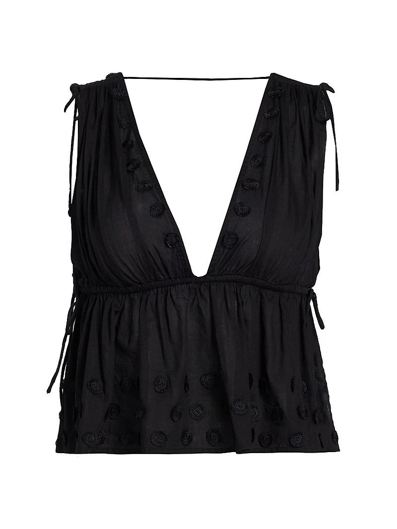 Anya Plunging V-Neck Cotton Cover-Up Top
