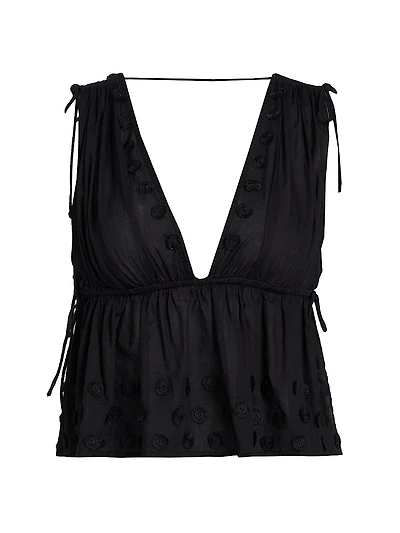Anya Plunging V-Neck Cotton Cover-Up Top