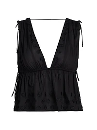 Anya Plunging V-Neck Cotton Cover-Up Top