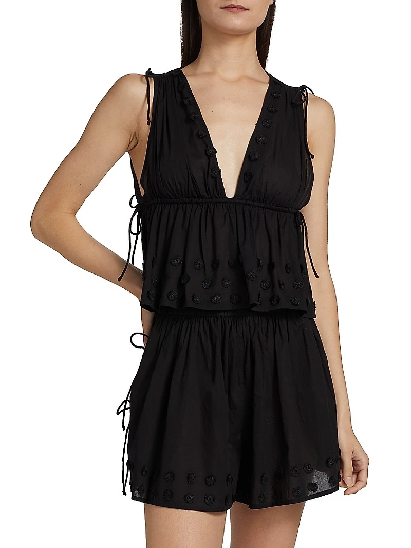 Anya Plunging V-Neck Cotton Cover-Up Top