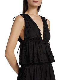 Anya Plunging V-Neck Cotton Cover-Up Top