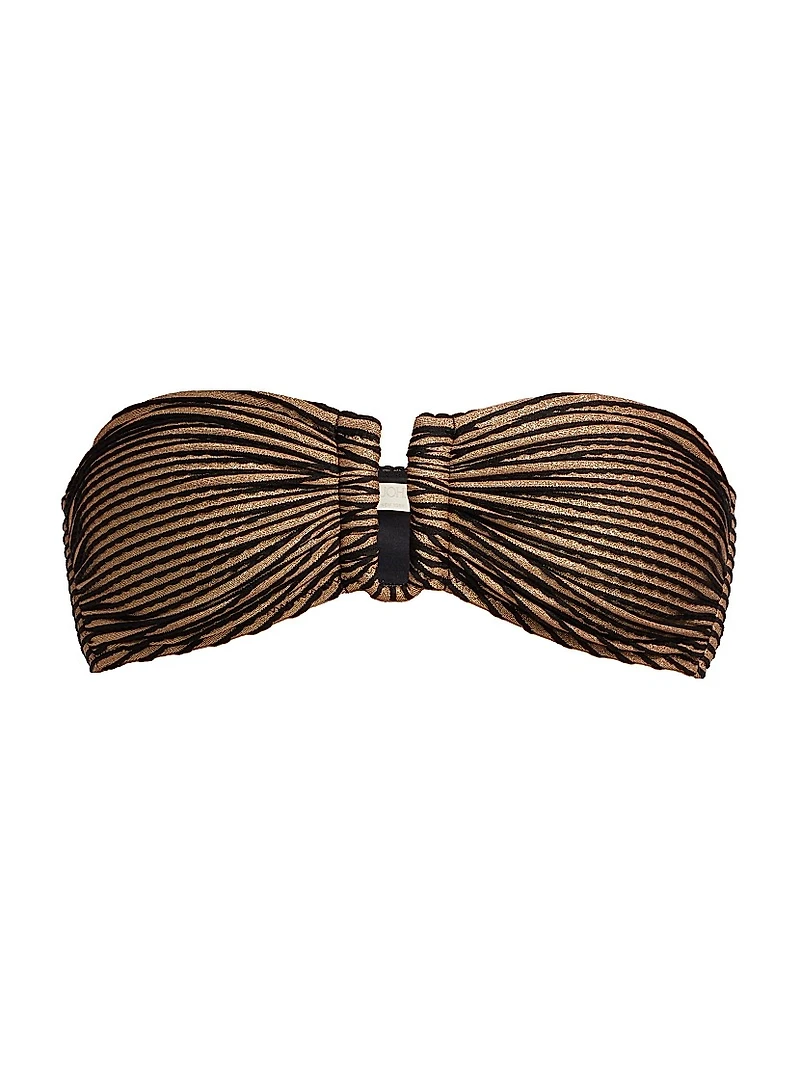 Santorini Striped Bandeau Bikini Top