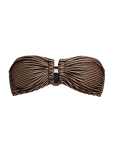 Santorini Striped Bandeau Bikini Top