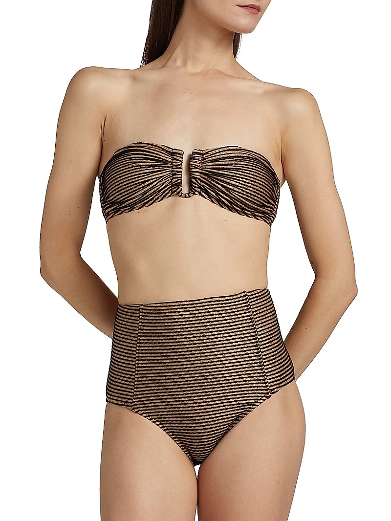 Santorini Striped Bandeau Bikini Top