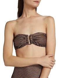 Santorini Striped Bandeau Bikini Top