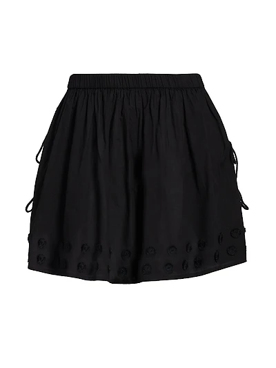 Nima Printed Open-Side Cotton Shorts