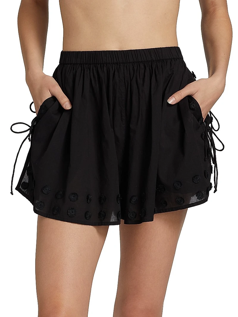 Nima Printed Open-Side Cotton Shorts