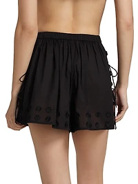 Nima Printed Open-Side Cotton Shorts