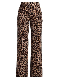 Taylor Leopard-Print High-Rise Wide-Leg Jeans