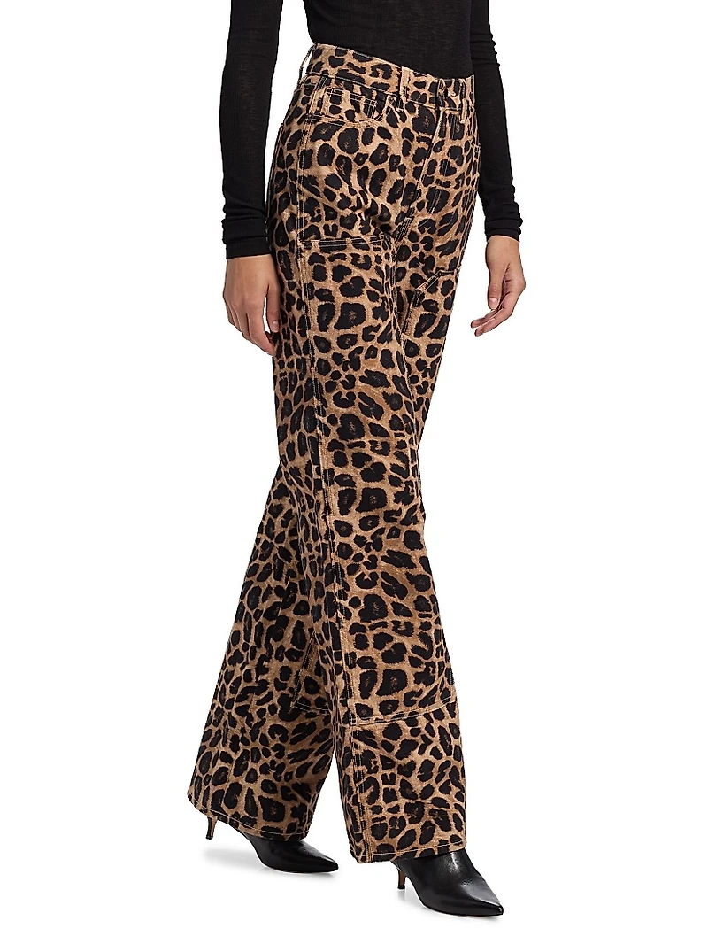 Taylor Leopard-Print High-Rise Wide-Leg Jeans