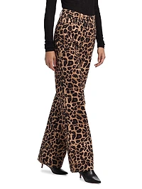 Taylor Leopard-Print High-Rise Wide-Leg Jeans