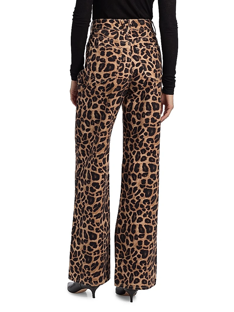 Taylor Leopard-Print High-Rise Wide-Leg Jeans