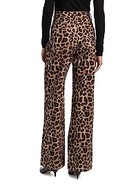 Taylor Leopard-Print High-Rise Wide-Leg Jeans