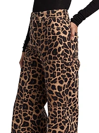 Taylor Leopard-Print High-Rise Wide-Leg Jeans