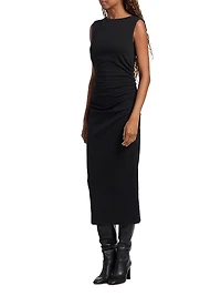 Charissa Gathered Stretch Cotton Jersey Sheath Dress