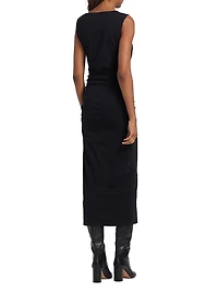 Charissa Gathered Stretch Cotton Jersey Sheath Dress