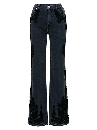 Crosbie Appliqué High-Rise Wide-Leg Jeans