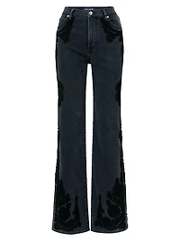 Crosbie Appliqué High-Rise Wide-Leg Jeans