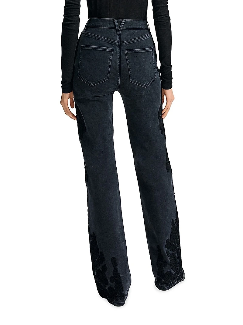 Crosbie Appliqué High-Rise Wide-Leg Jeans