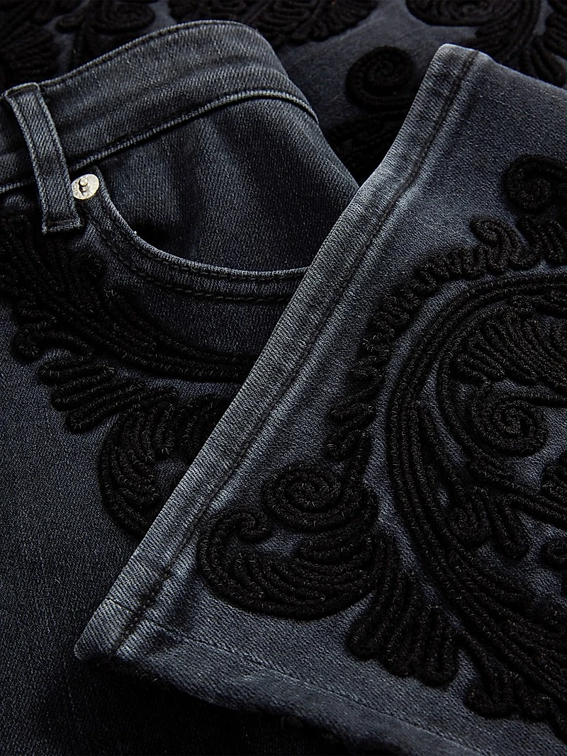 Crosbie Appliqué High-Rise Wide-Leg Jeans