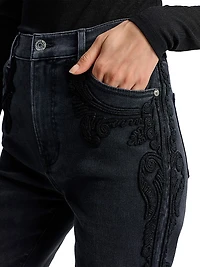 Crosbie Appliqué High-Rise Wide-Leg Jeans