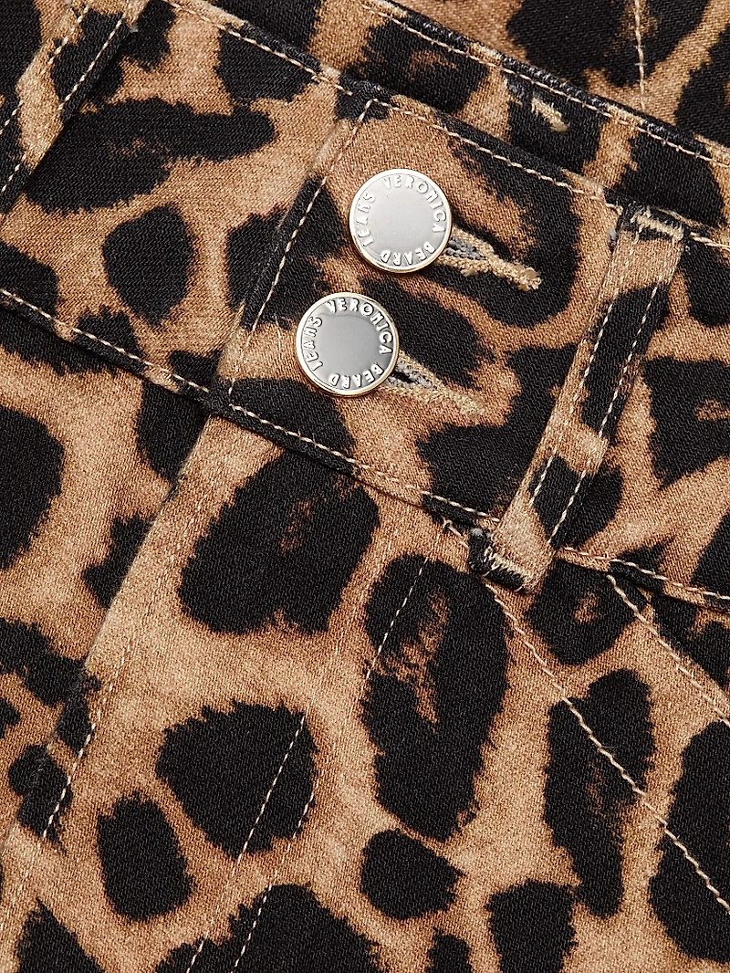 Chloe Leopard-Print Denim Miniskirt