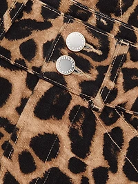 Chloe Leopard-Print Denim Miniskirt