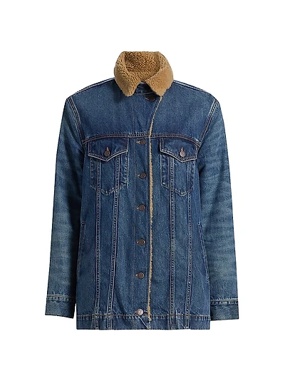 Donna Sherpa-Lined Denim Jacket