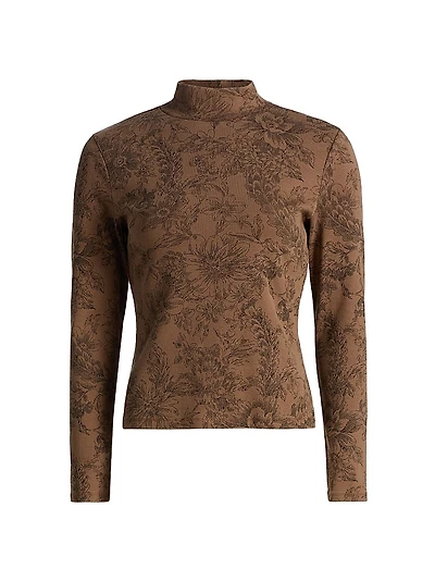 Nate Floral Rib-Knit Top