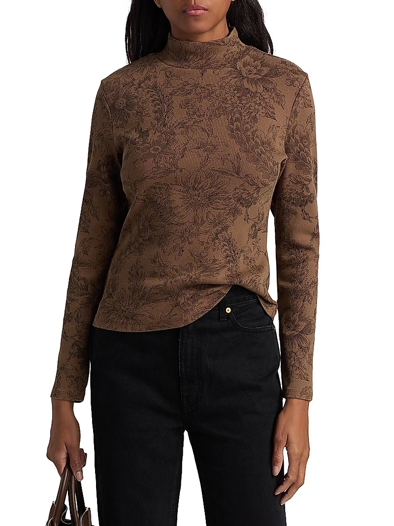 Nate Floral Rib-Knit Top