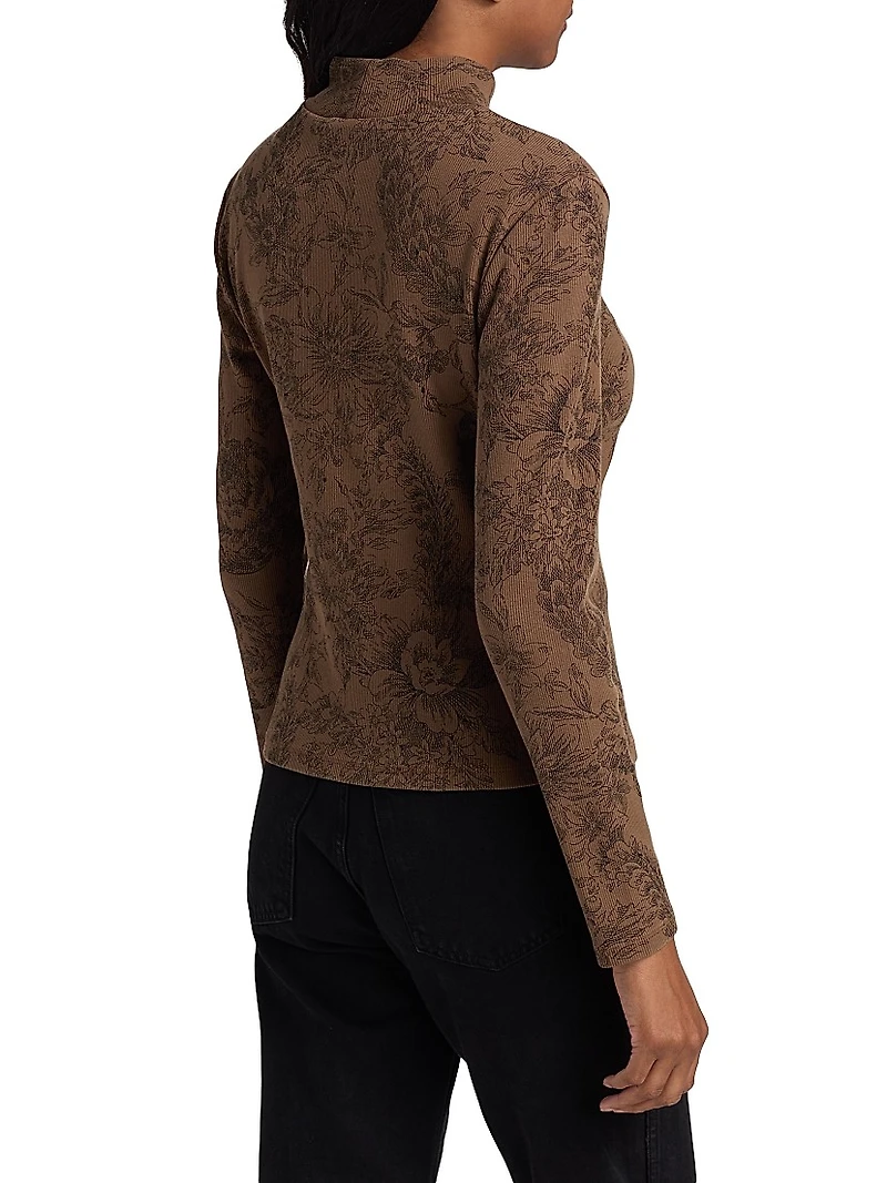 Nate Floral Rib-Knit Top