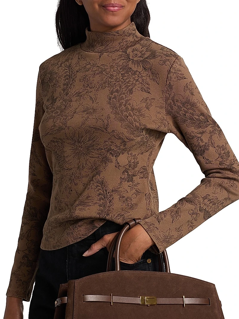 Nate Floral Rib-Knit Top
