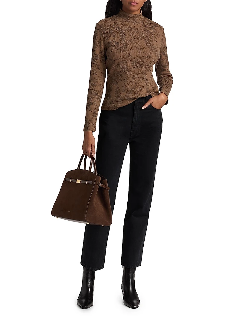 Nate Floral Rib-Knit Top