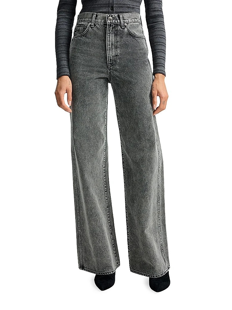 Taylor Acid Wash High-Rise Wide-Leg Jeans