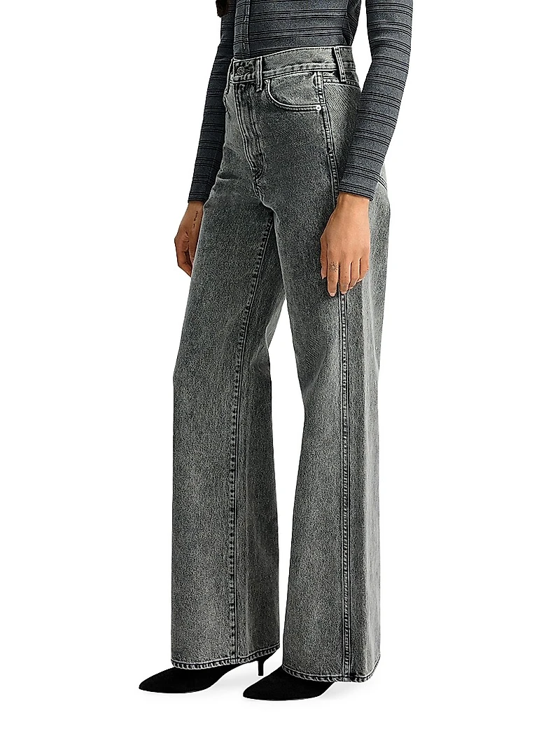 Taylor Acid Wash High-Rise Wide-Leg Jeans