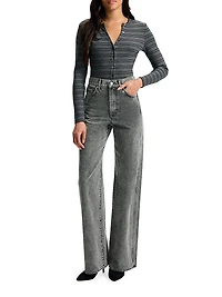 Taylor Acid Wash High-Rise Wide-Leg Jeans