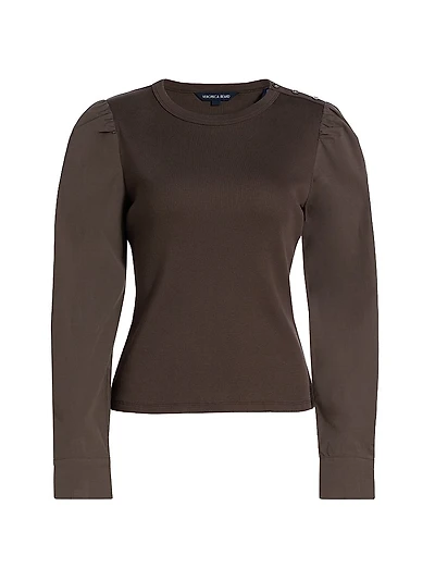 Fersia Mixed-Media Long-Sleeve Top