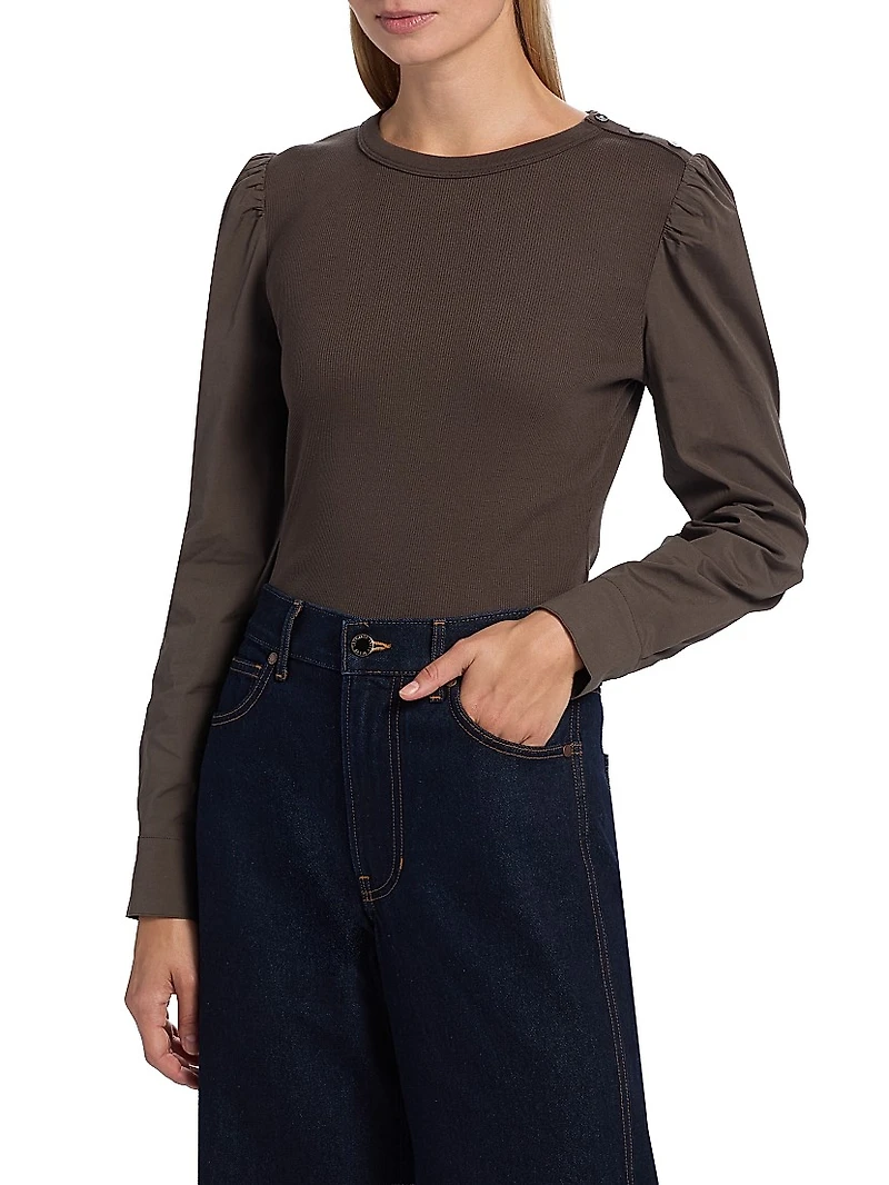 Fersia Mixed-Media Long-Sleeve Top